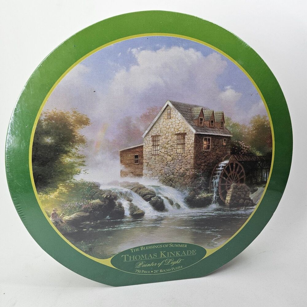 Thomas Kinkade The Blessings of Summer 750 Piece Round Jigsaw Puzzle Ceaco 1999